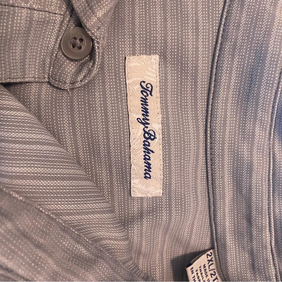 Tommy Bahama mens big and tall supima polyester cotton polo 2XL XXl gray stripe - Picture 9 of 9